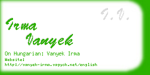 irma vanyek business card